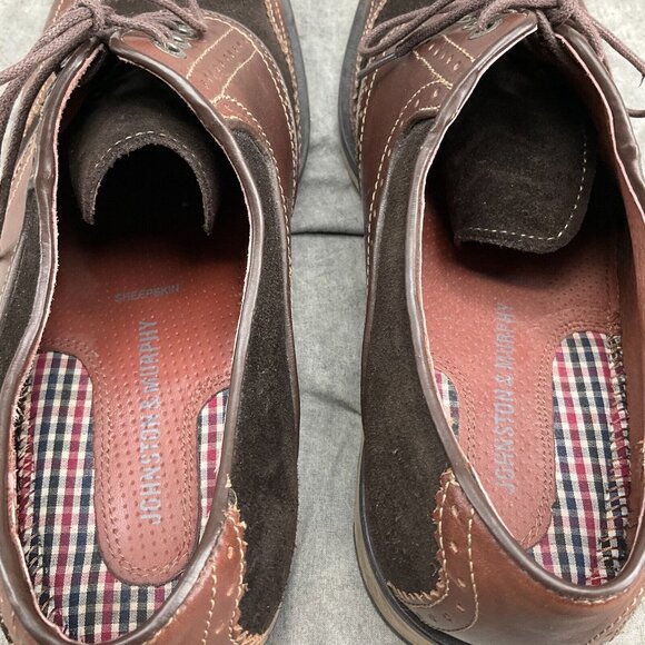 Johnston & Murphy Men 11 M Brown Leather Suede Oxford Lace Shoes Flex System - Picture 5 of 10